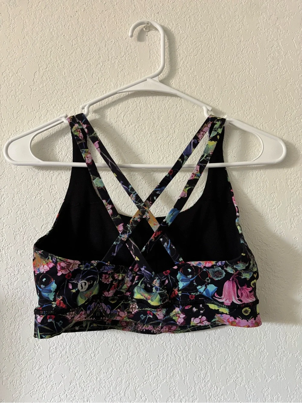 lululemon athletica Black Floral Strappy Sports Bra